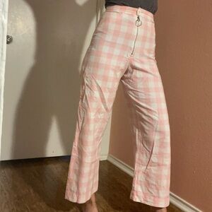 70s Inspired Courtyard LA Pink Checkered Pants